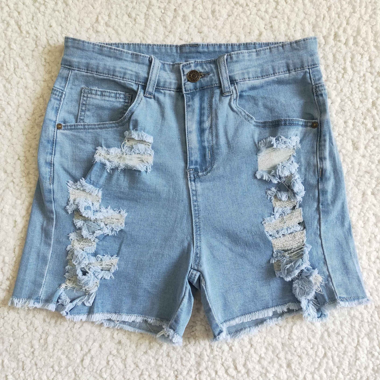 women summer blue washed denim shorts adult high quality zipper jeans