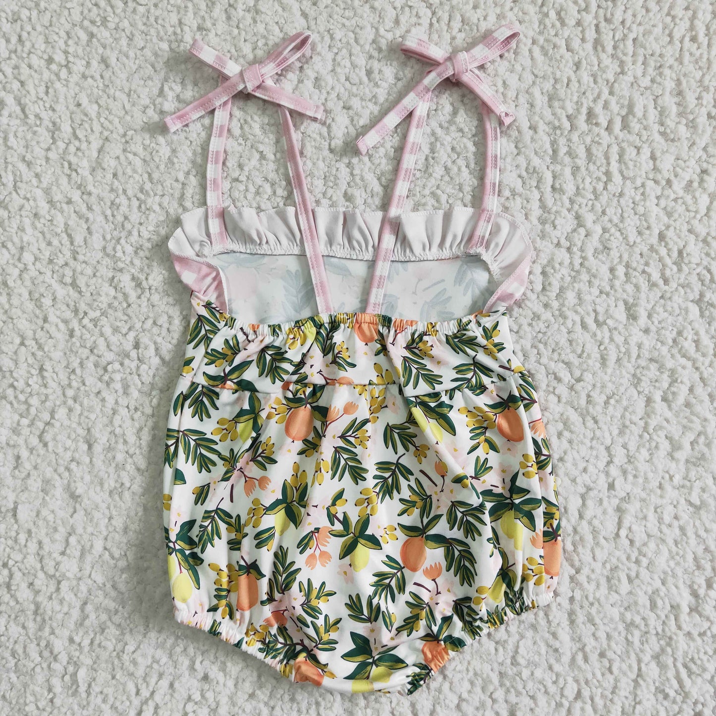 baby girls summer adjustable suspenders jumpsuit infants lemon and peach print romper