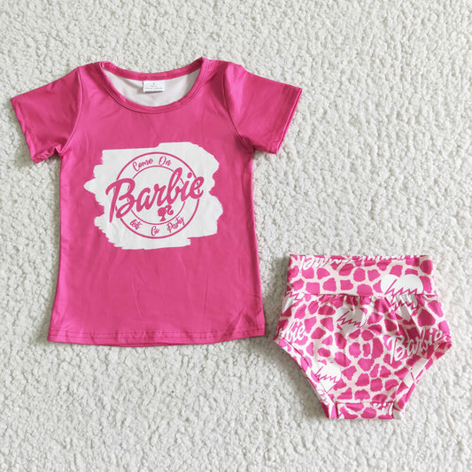 infants baby girls pink top and bummie set