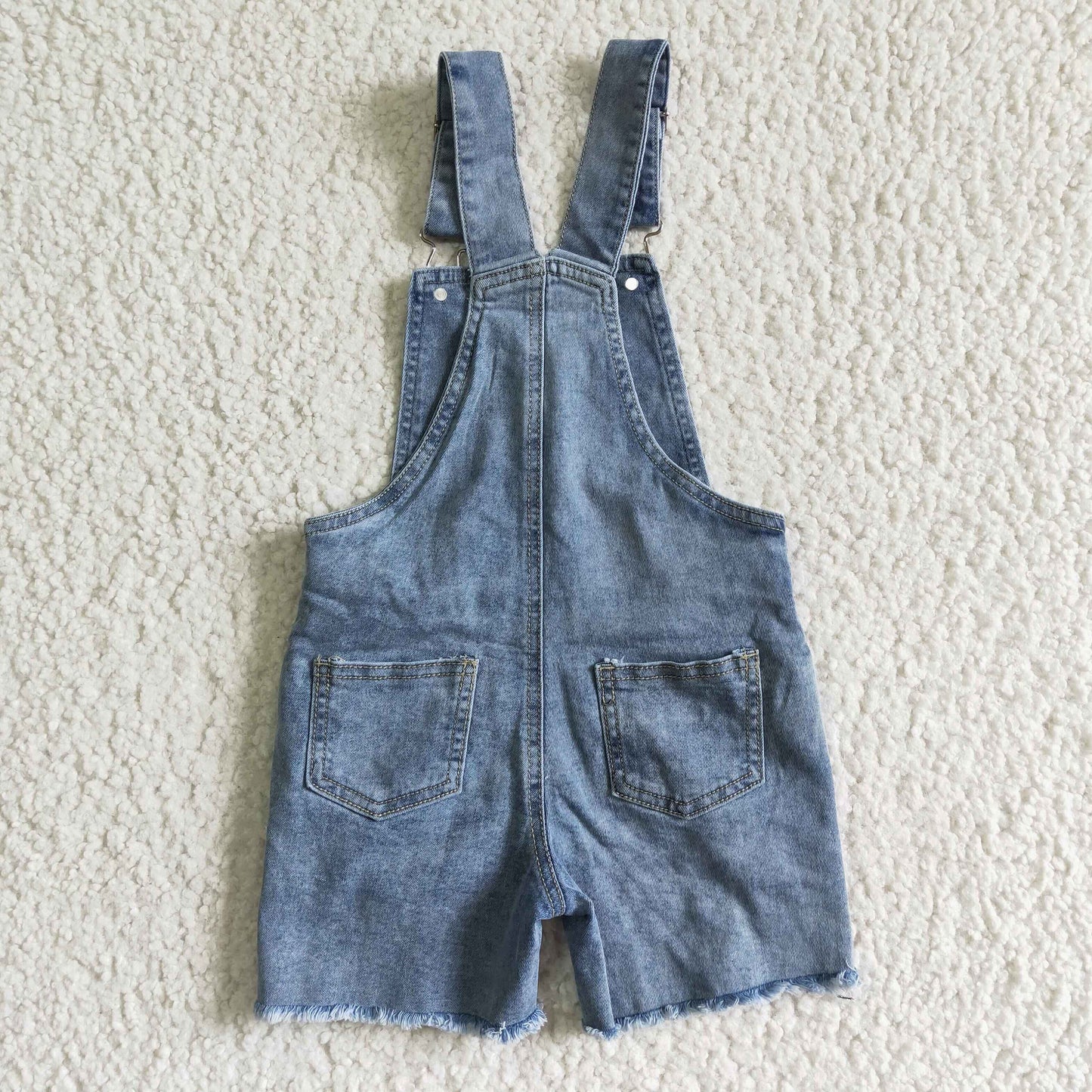boy and girls washed denim overalls  kids fashion summer jumpsuit