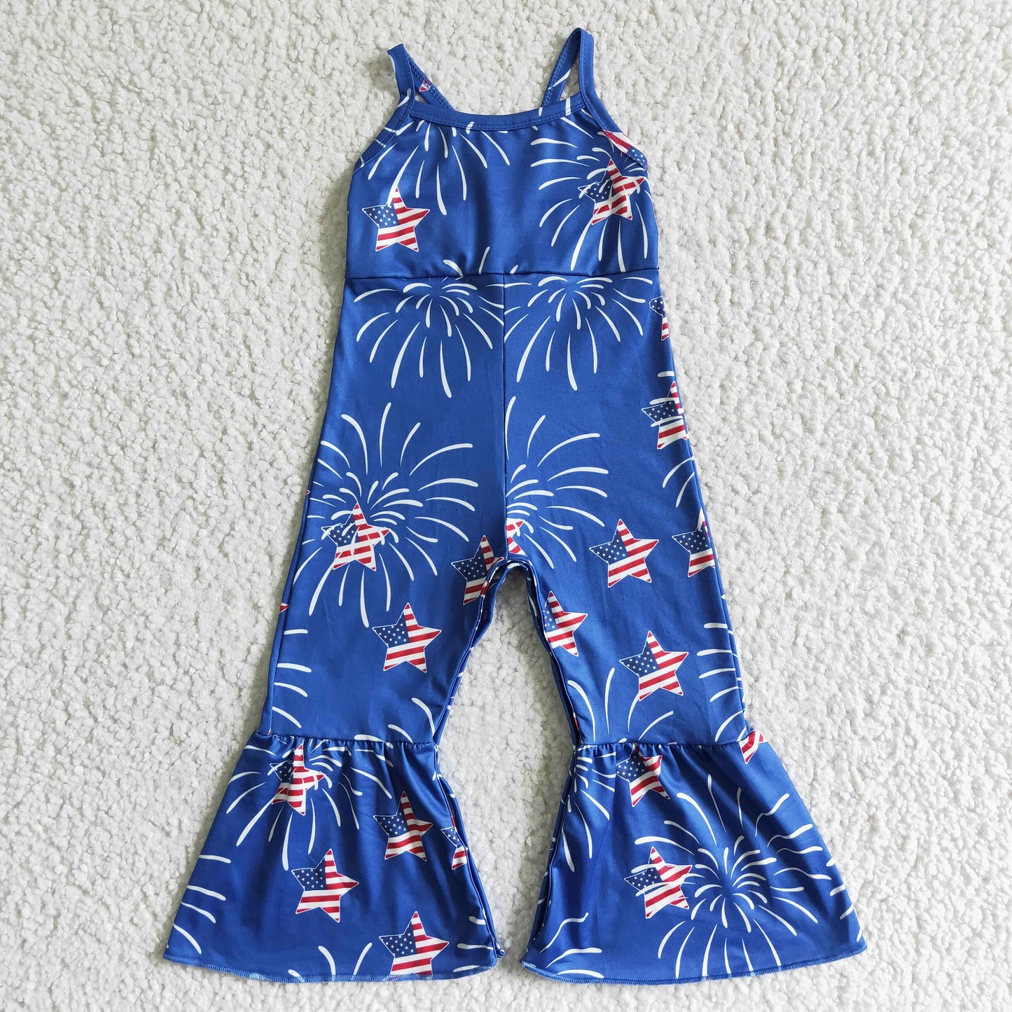 fashion girl suspender overalls National Day stars pattern jumpsuit