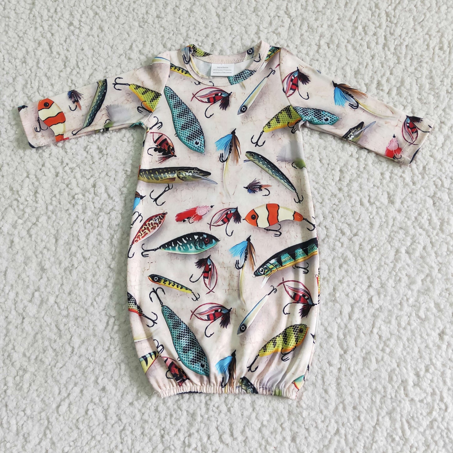 newborn baby long sleeve fish pattern gown