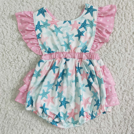 baby girls cute starfish pattern romper infants short sleeve jumpsuit