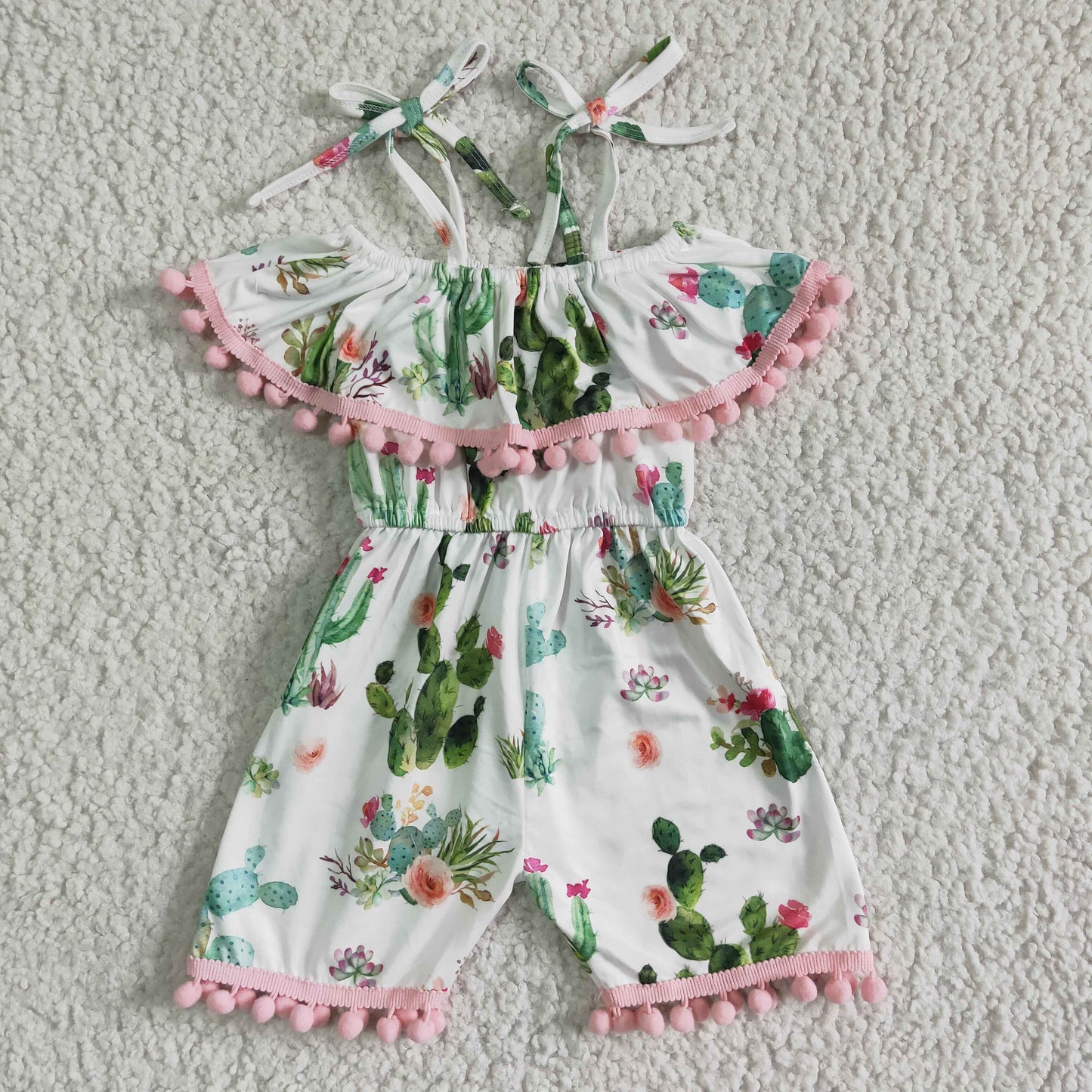 fashion girl summer cactus flowers overalls with adjustable baldric