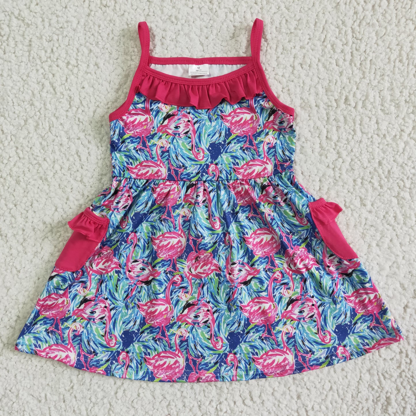 kids sleeveless summer cute frock with solid color pockets