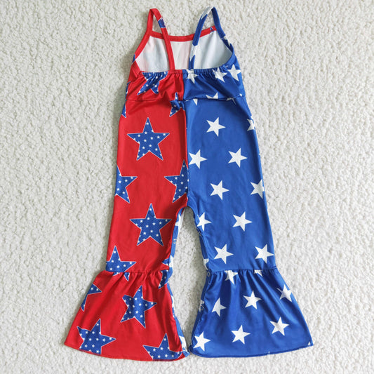 fashion girl national day overalls kids star print jumpsuit