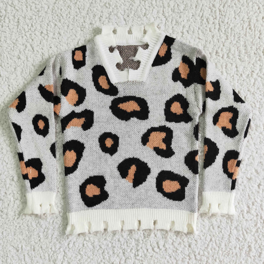 boy and girls long sleeve leopard sweater