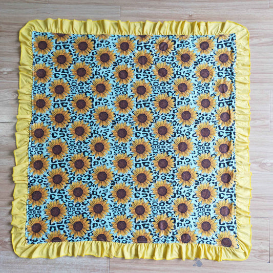 infants sunflowers and leopard print blanket with 74*83cm
