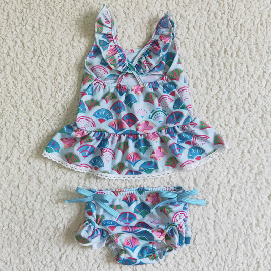 girl summer sleeveless swimming outfit with fish scales