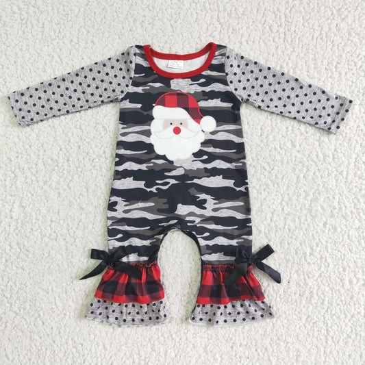 6 A24-9 baby girls long sleeve romper infants santa pattern dot jumpsuit