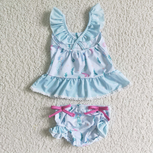 baby girls cute pattern swimming suit with lace