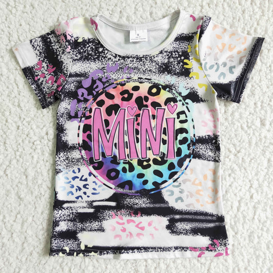 girl short sleeve o-neck top fashion colorful leopard print blouse