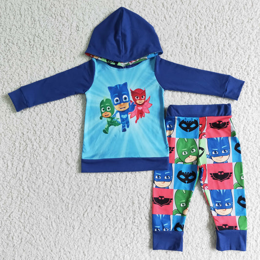 boy blue hoodie outfit with long sleeve