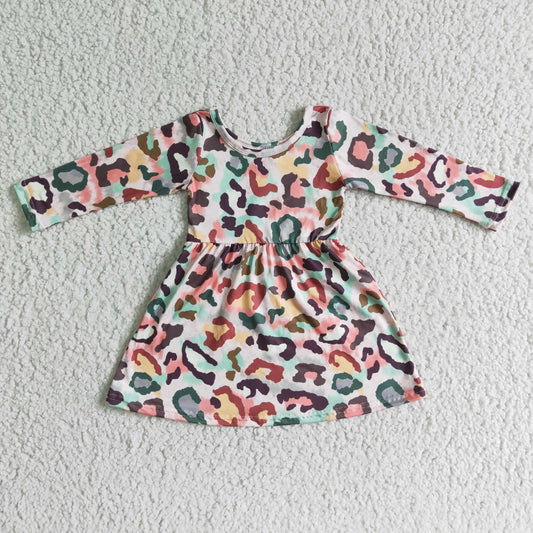 baby girl colorful leopard pattern long sleeve frock