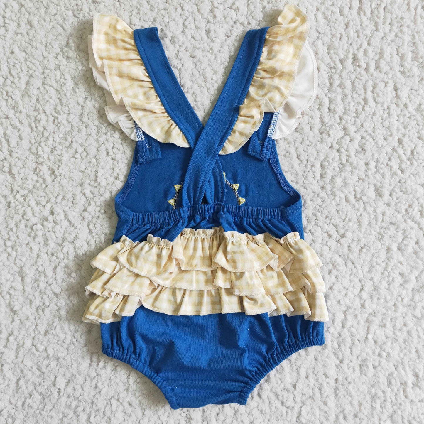 infants short sleeve romper baby girls blue cotton jumpsuit with sunshine