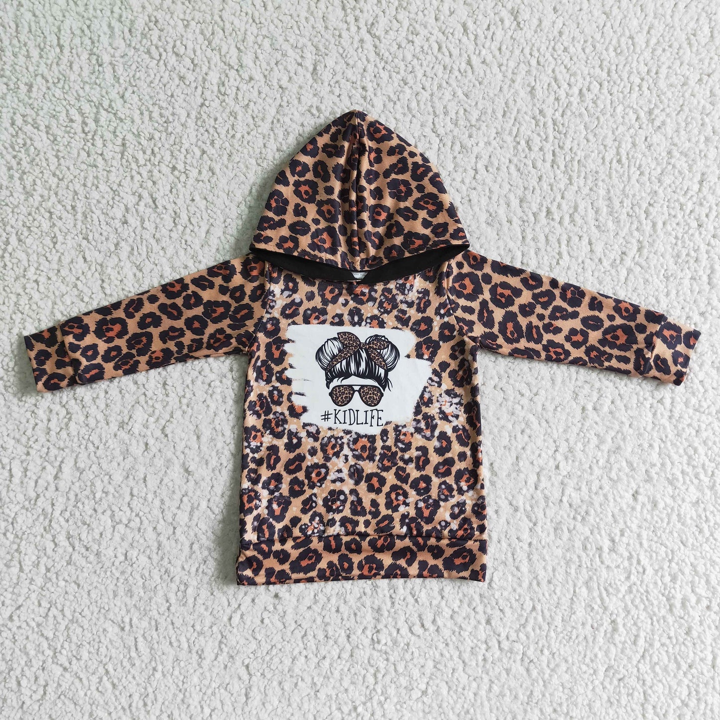 girl fashion leopard long sleeve hoodie