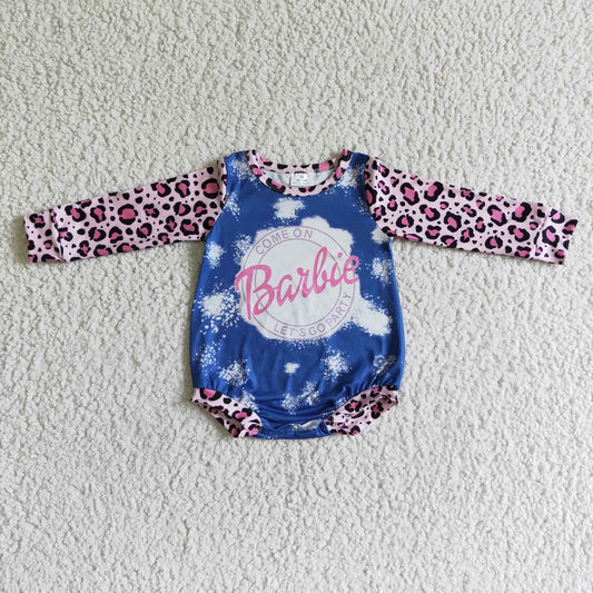 LR0021 baby girls long sleeve romper with buttons infants leopard jumpsuit