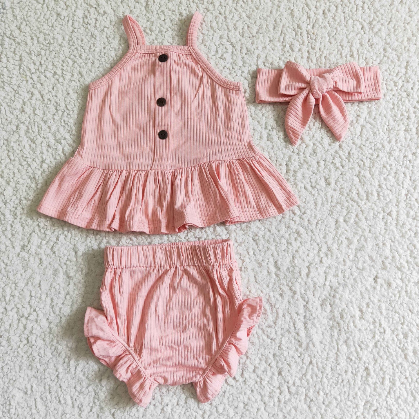 baby girls cotton sleeveless top and bummies set