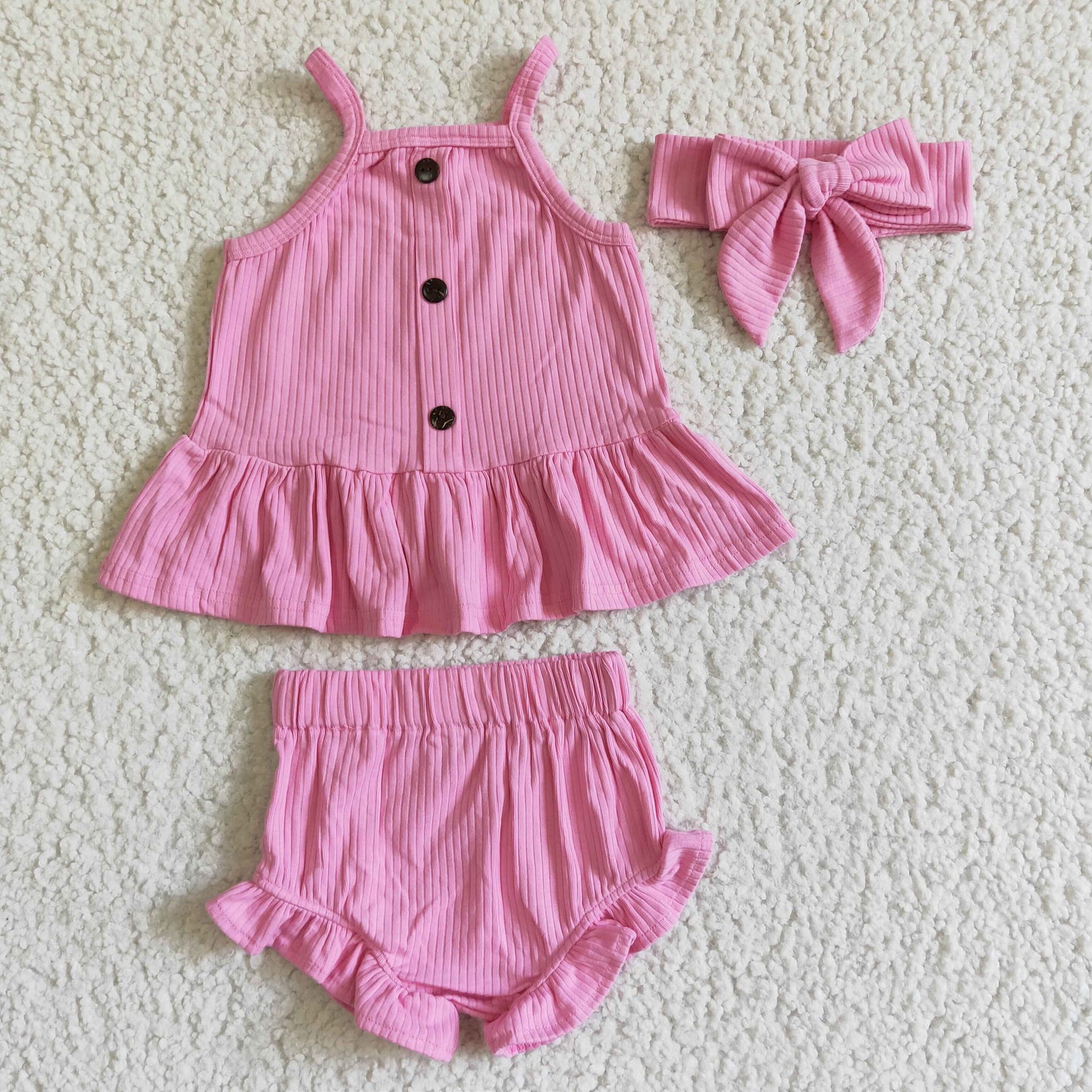 baby girls cotton sleeveless top and bummies set