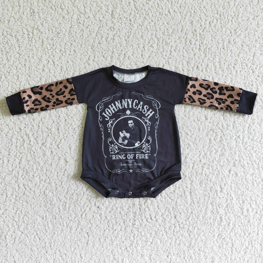 LR0014 infants baby long sleeve romper with leopard pattern and letter design