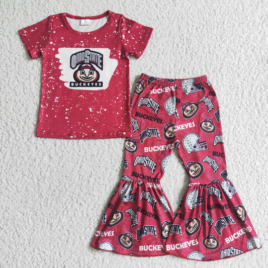 GSPO0134 girl summer red short sleeve outfit