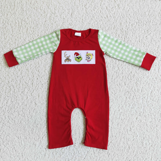 LR0019 infants boy 100% cotton long sleeve romper with embroidery craft for christmas