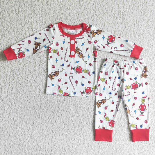 BLP0028 boy christmas long sleeve pajamas set