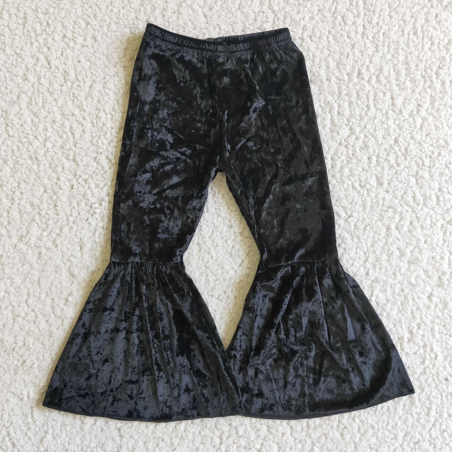 C3-12 girl black velvet fashion bell pants with elastic waist