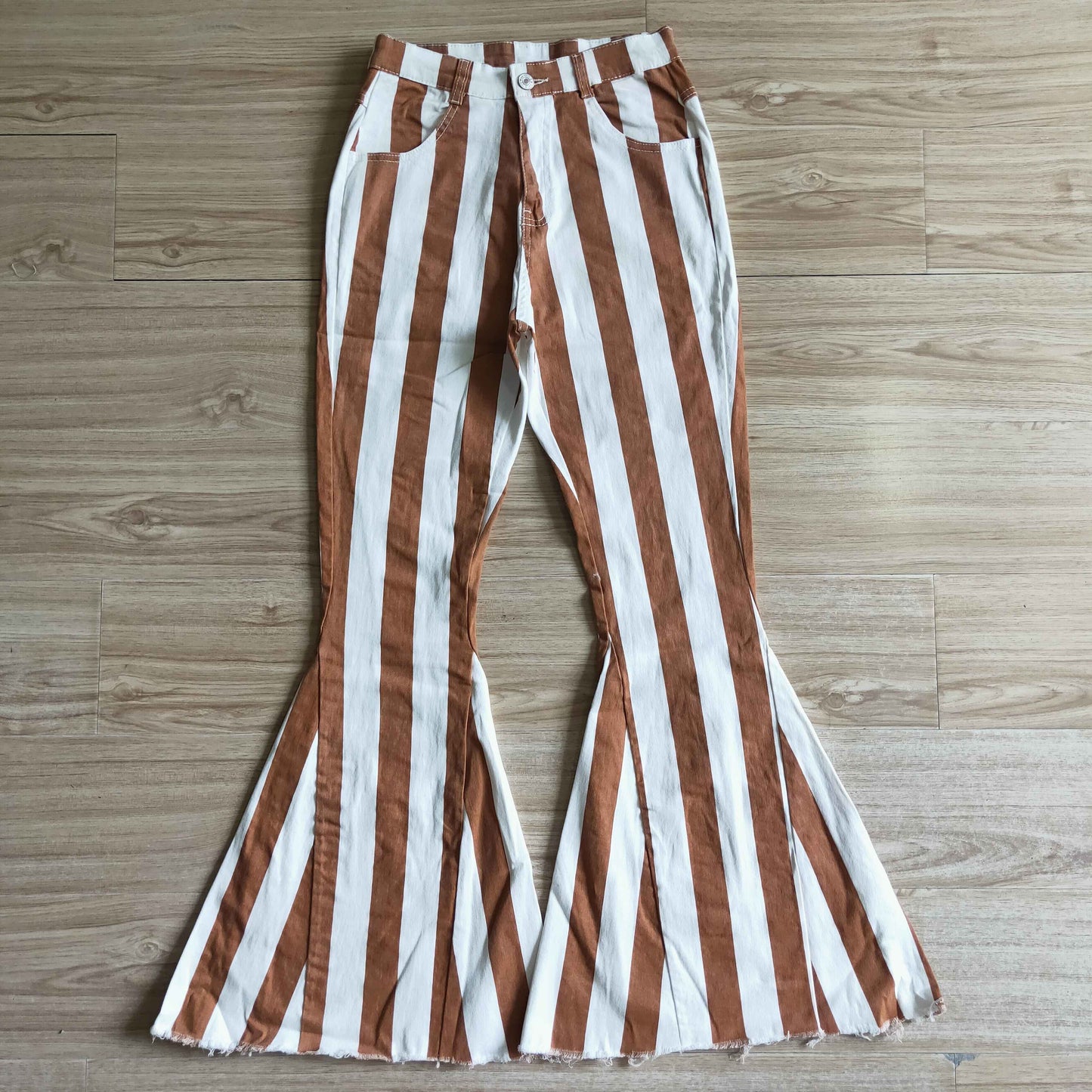 P0011 adult high quality denim bell bottoms women solid color and stripes zipper jeans with pockets