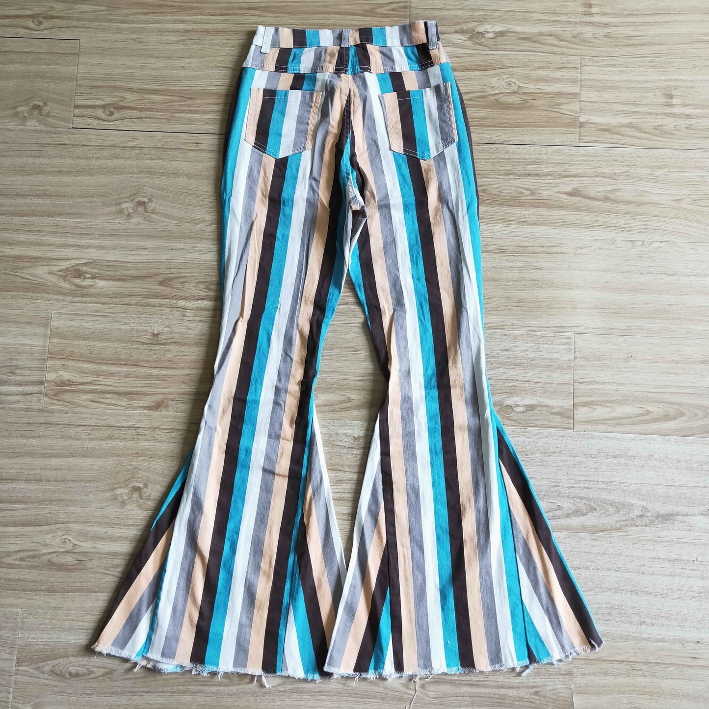 P0011 adult high quality denim bell bottoms women solid color and stripes zipper jeans with pockets