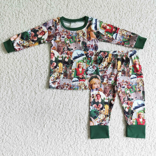 BLP0051 boy long sleeve pajamas set for christmas