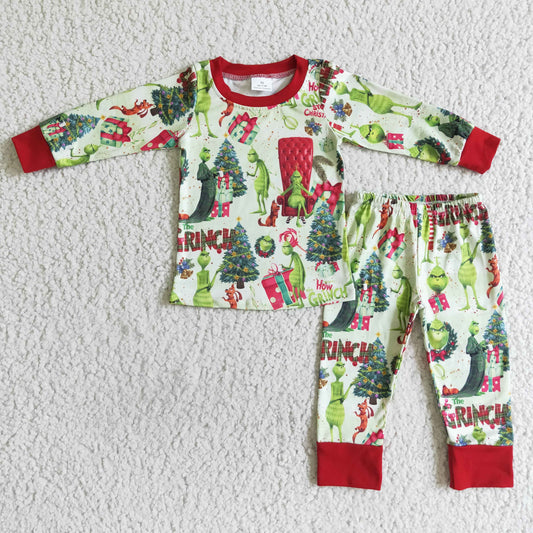 BLP0052 boy christmas long sleeve top and pants outfit