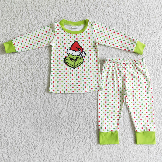 6 B1-22 boy colorful polka dot long sleeve pajamas set for christmas