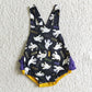 SR0074 infants baby girls black suspenders romper with covered buttons