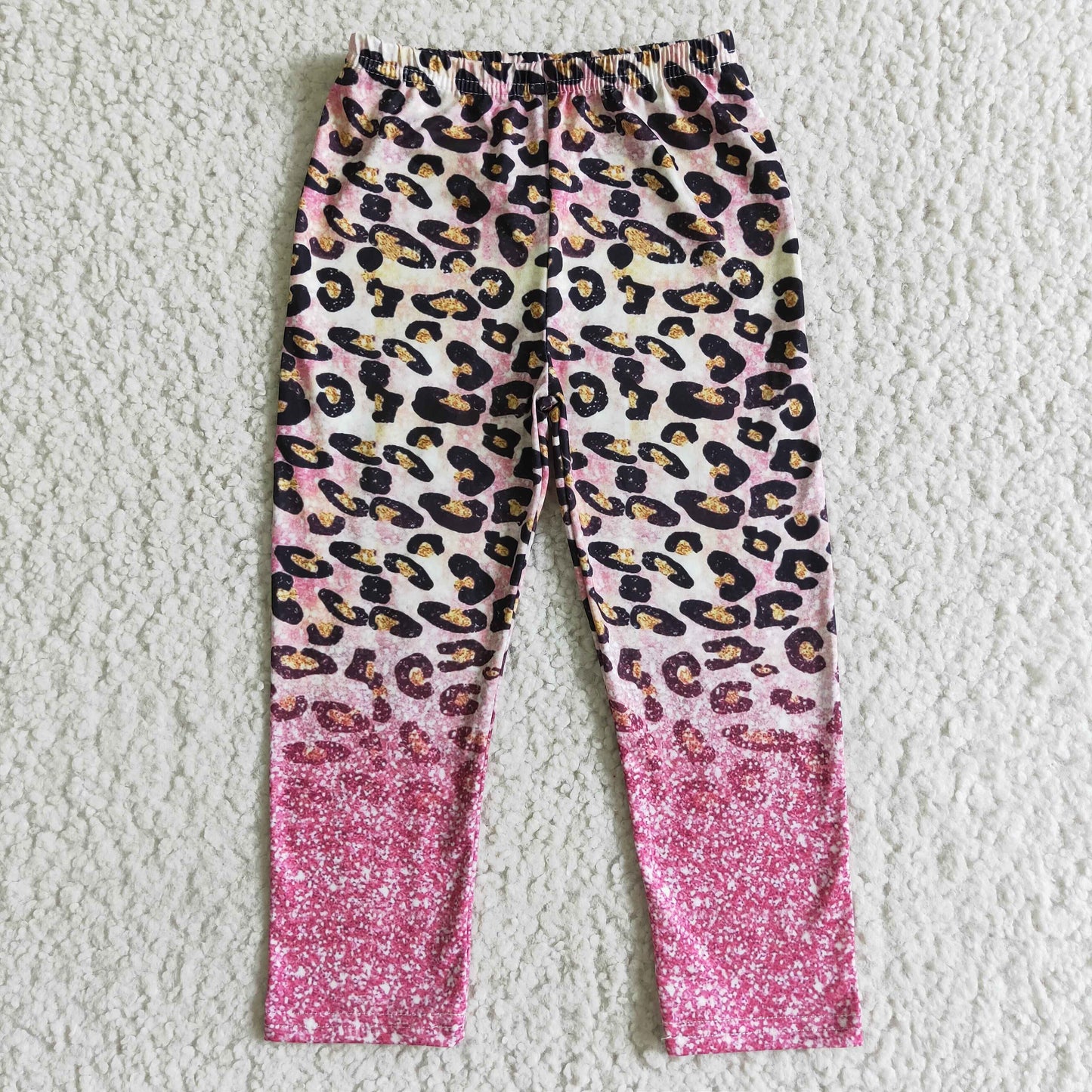 P0016 fashion girl colorful leopard print elastic waist long pants