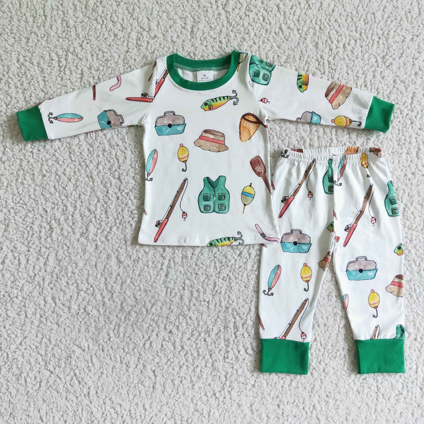 6 C6-18 boy long sleeve pajamas set children autumn fishing rod pattern outfit