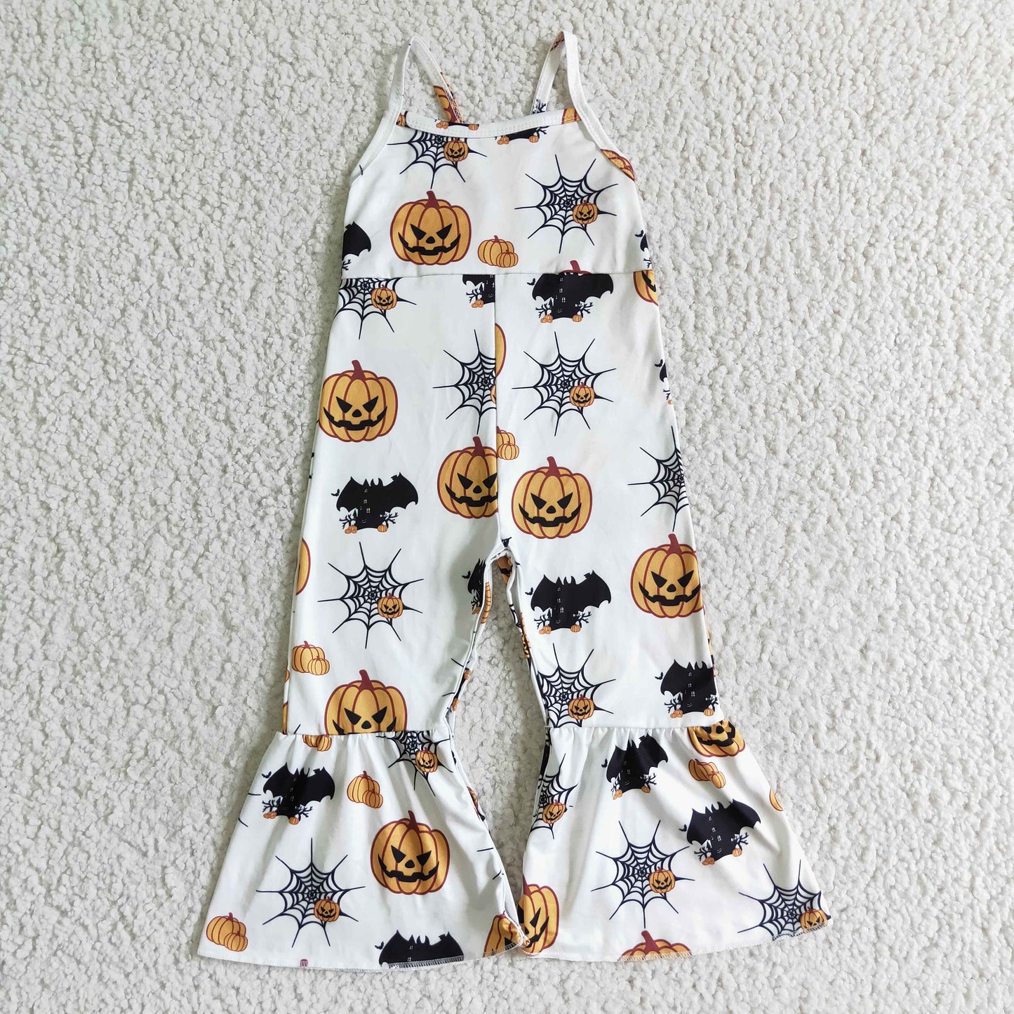 SR0067 fashion girl suspenders jumpsuit halloween pumpkin pattern romper