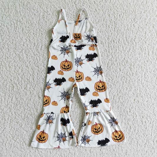 SR0067 fashion girl suspenders jumpsuit halloween pumpkin pattern romper