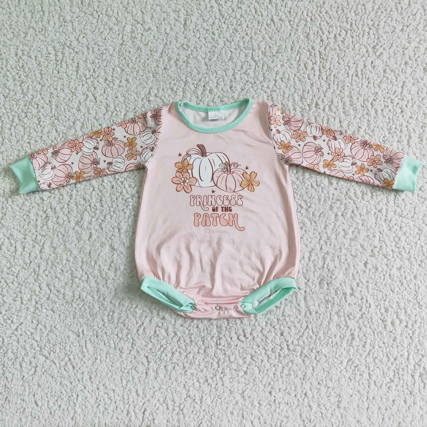 LR0092 baby girls long sleeve pumpkin romper