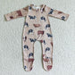 LR0073 infants baby long sleeve foot wrap bodysuit milk cow pattern zipper romper