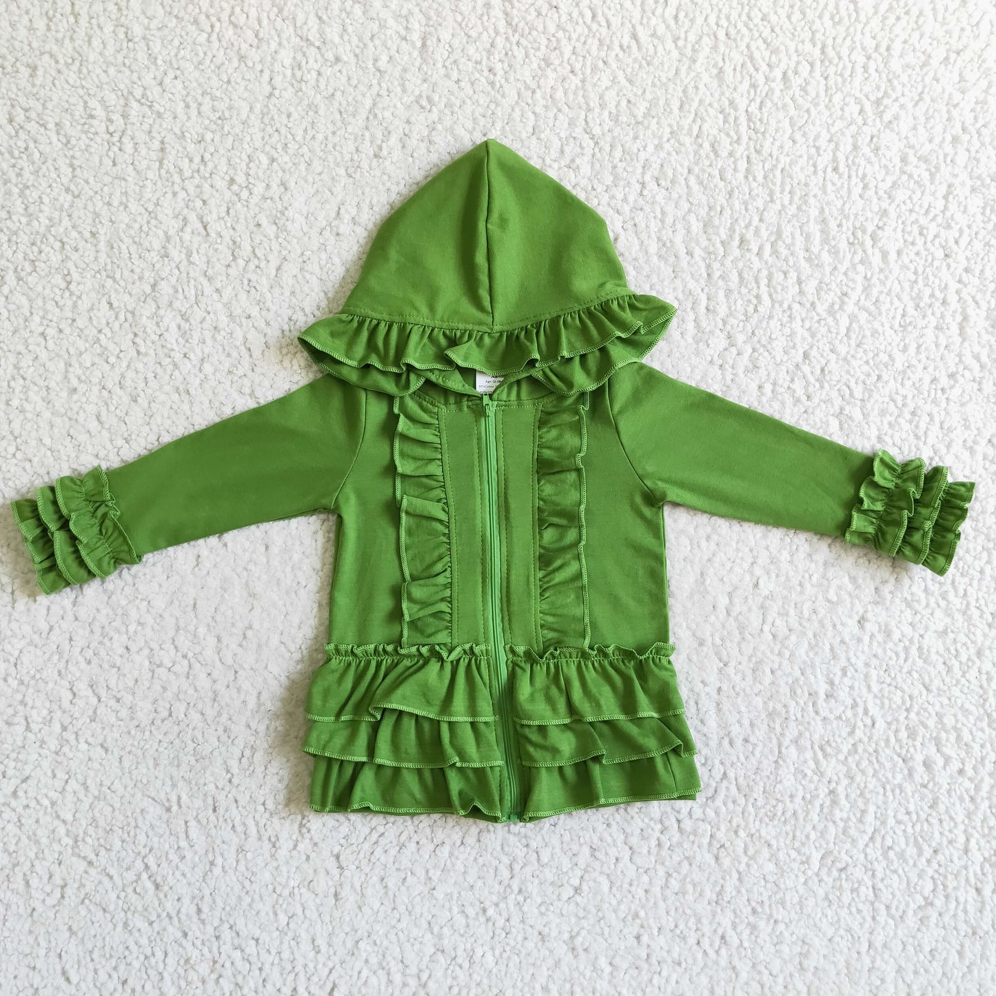 GT0017 girl solid solor coton hooded outwear with zipper