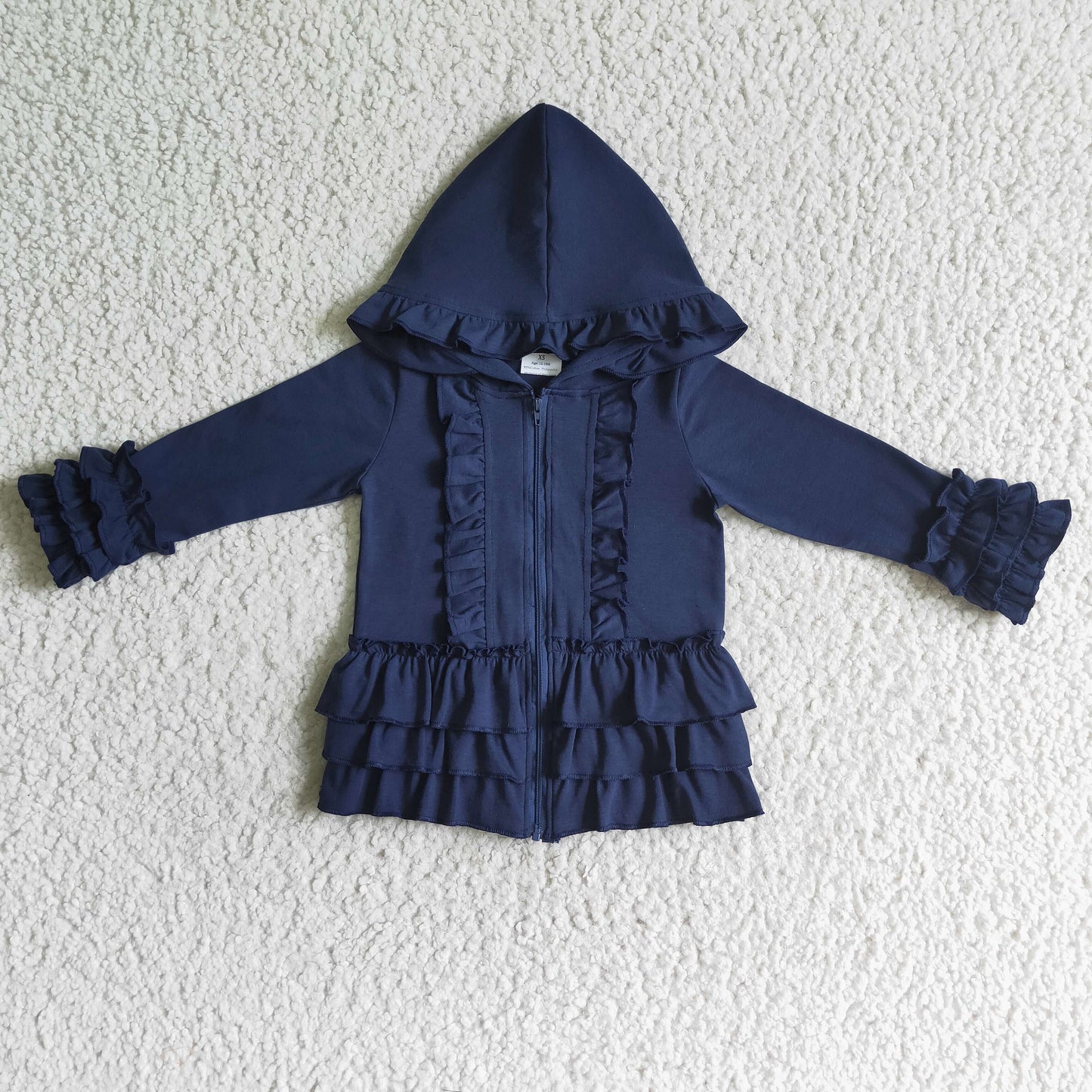 GT0017 girl solid solor coton hooded outwear with zipper