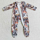 LR0069 infants baby long sleeve cow and cactus pattern foot wrap bodysuit