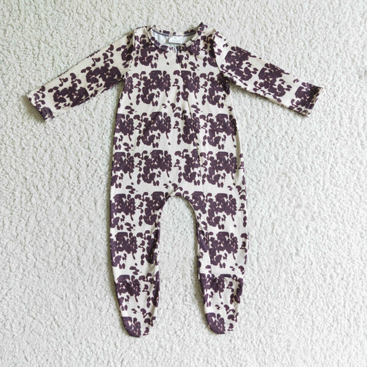 LR0068 infants baby long sleeve print zipper foot wrap bodysuit