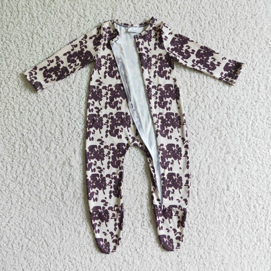 LR0068 infants baby long sleeve print zipper foot wrap bodysuit