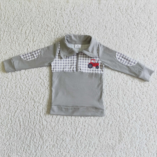 BT0035 boy gray long sleeve turn-down collar top fall kids coat