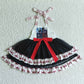 GSD0136 baby girls suspenders twirl dress with red solid color bow