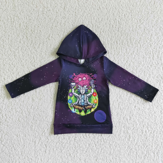 BT0052 boy dark color long sleeve hooded top with tie-dye