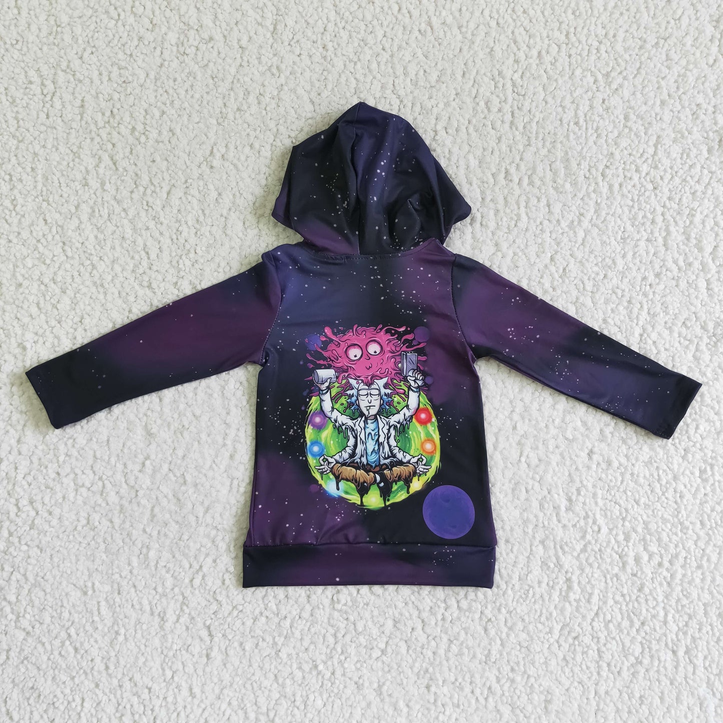 BT0052 boy dark color long sleeve hooded top with tie-dye