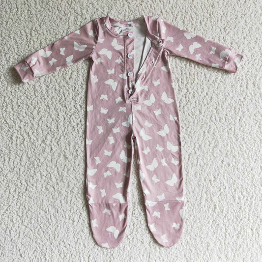 LR0118 baby girls long sleeve romper with buttons